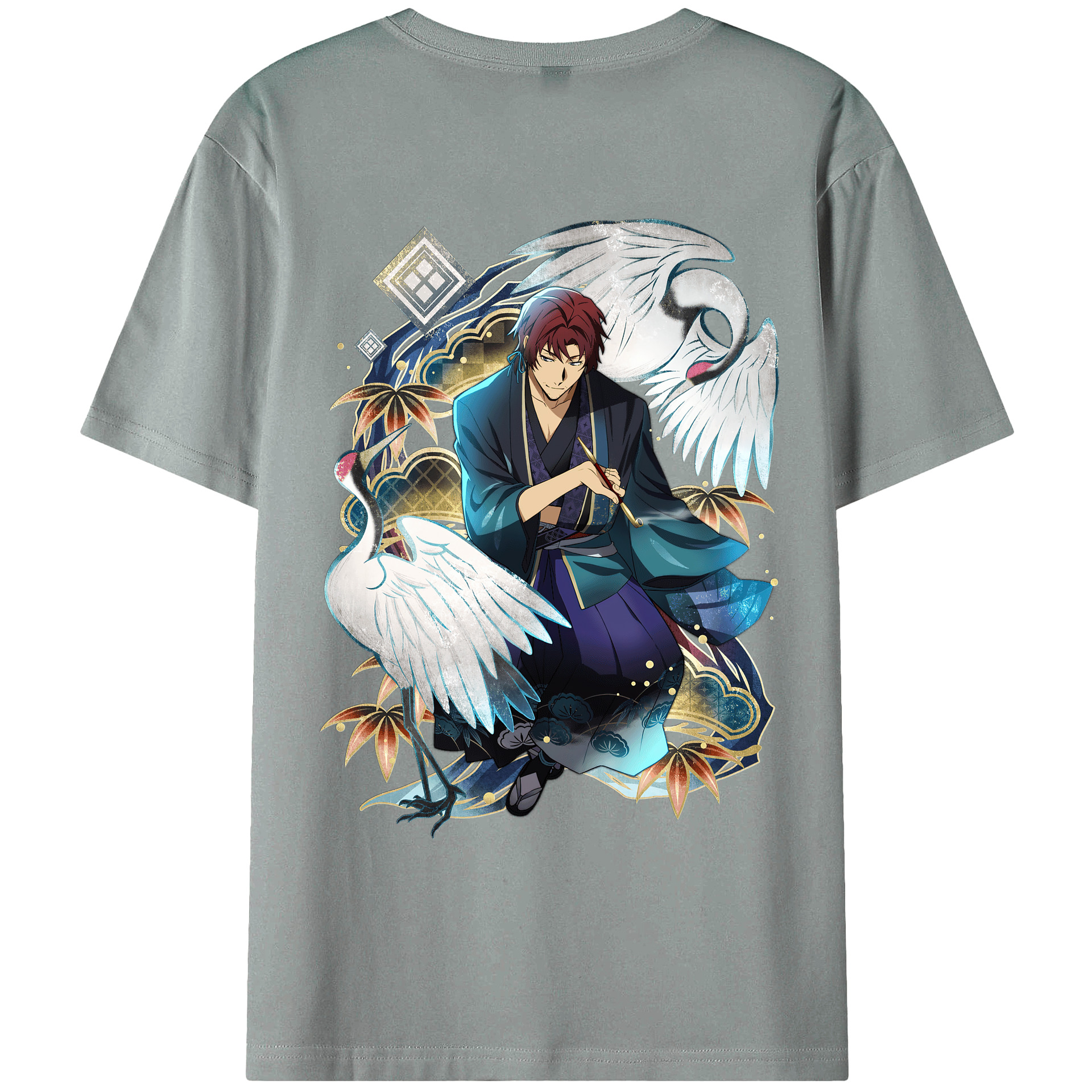（画像用） 文豪ストレイドッグス Bungo Stray Dogs 綿100％ メンズ半袖Tシャツ（バックプリント） 通気性
